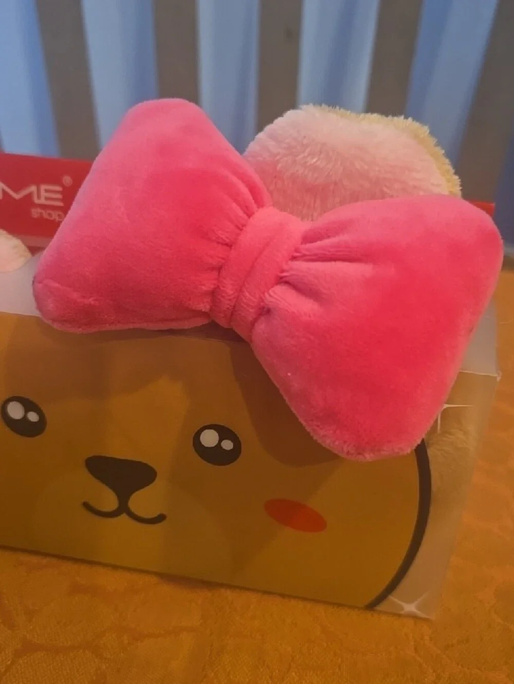 The Crème Shop Plush Headband with Pink Bow Adults Or Kids
